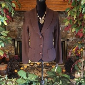 Rafaella Chocolate Cardigan Brown Knit Jacket /Sweater Size: M
